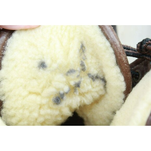 LL Bean Leather Shearling Lined Lace Up Insulated Mid Calf Duck Boots Size 8 M - Picture 8 of 10